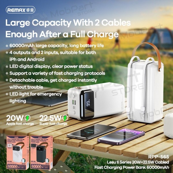 Externí baterie Power Bank Remax RPP-565 22.5W 60000mAh šedá