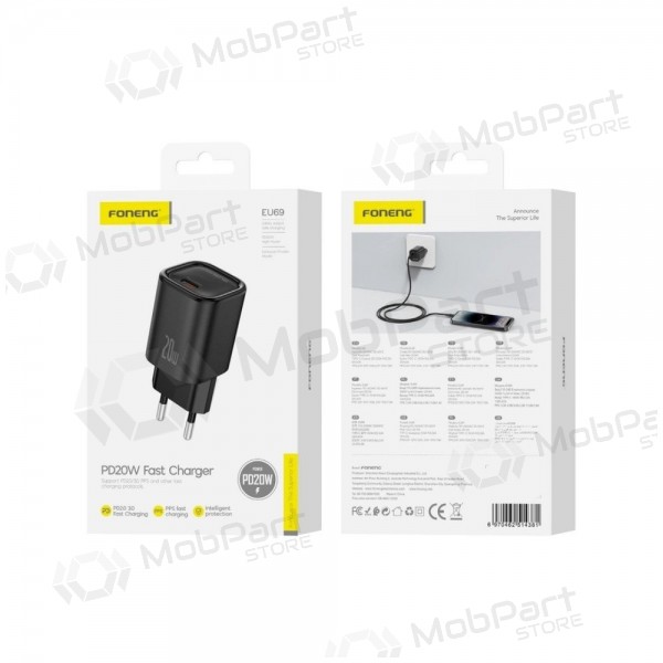Telefonní nabíječka Foneng EU69 20 W USB-C černá