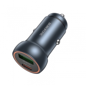 Nabíječka do auta Borofone BZ32A USB-C/USB-A 30W šedá