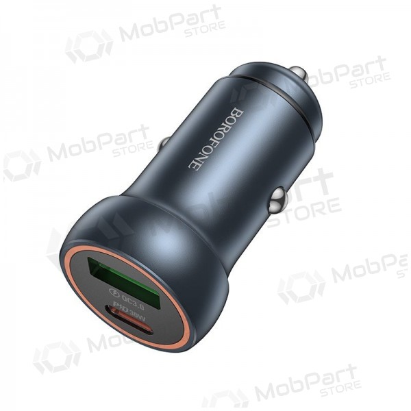 Nabíječka do auta Borofone BZ32A USB-C/USB-A 30W šedá