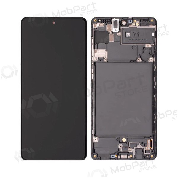 Ekranas Samsung A715 A71 2020 su lietimui jautriu stikliuku a rėmeliu Black OLED (real size)