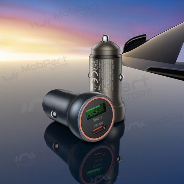 Nabíječka do auta Borofone BZ32A USB-C/USB-A 30W šedá