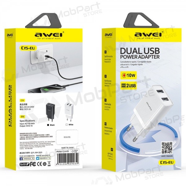 Nabíječka Awei C15-EU 2xUSB-A 10W bílý