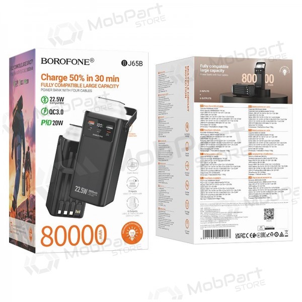 Externí baterie Power Bank Borofone BJ65B 22.5W 80000mAh černá