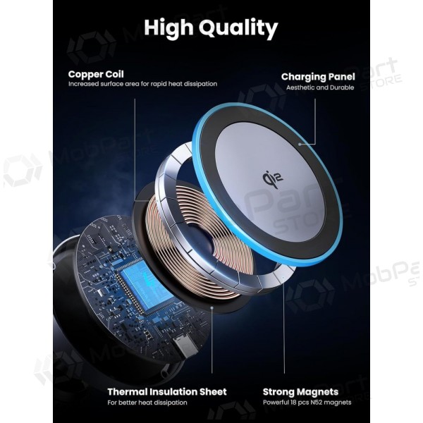 Automobilinis laikiklis-nabíječka Ugreen W708 MagSafe 15W (35970) černá