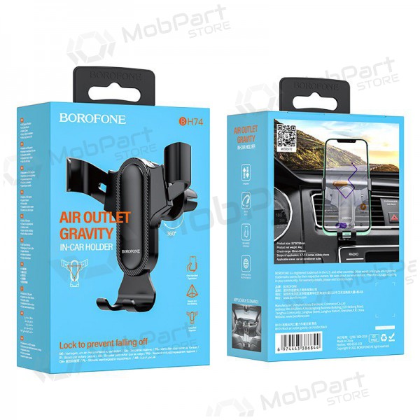Automobilinis Univerzální telefono laikiklis Borofone BH74 mounted on ventilation grilles, černá